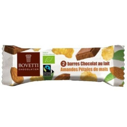 Barres de chocolat au Lait, Amandes et pétales de Maïs BIO - Bovetti