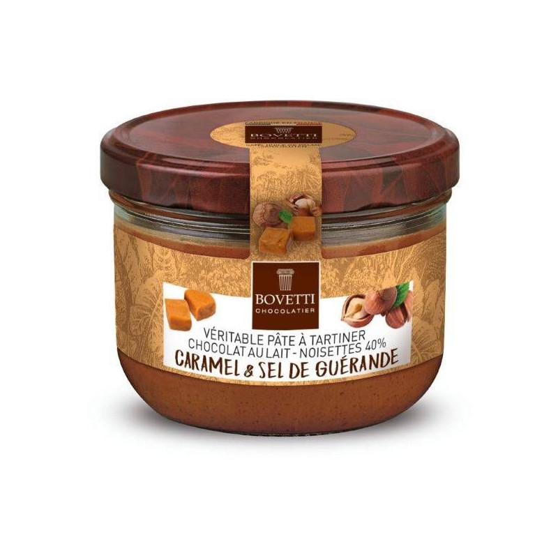 Pâte à tartiner Chocolat au Lait & Caramel sel de Guérande 350g - Bovetti