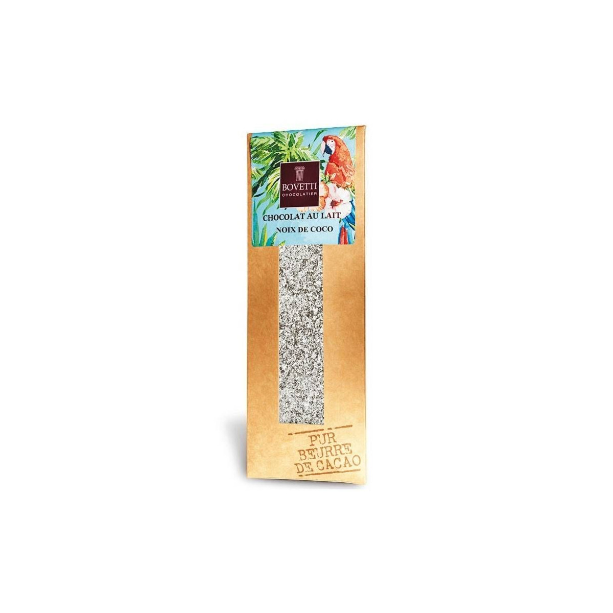 Tablette de chocolat au Lait et Noix de Coco - Bovetti