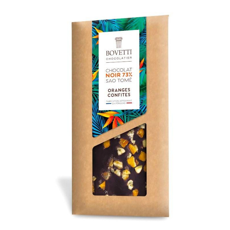Chocolat Noir et Oranges confites 100g - Bovetti