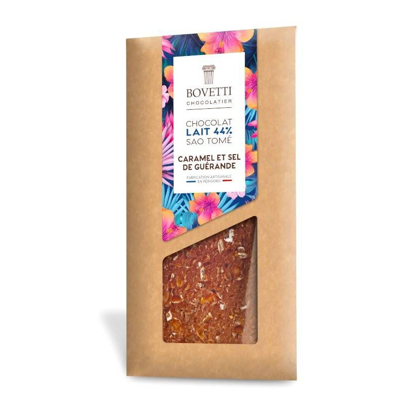 Chocolat au Lait, Caramel et sel de Guérande 100g - Bovetti