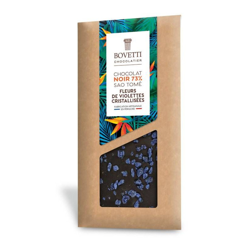 Chocolat Noir et Violettes cristallisées 100g - Bovetti