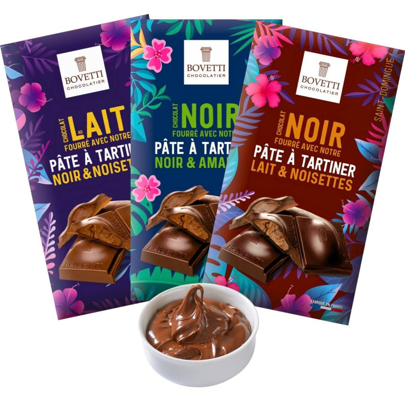 Chocolat Noir fourré pâte à tartiner Chocolat Noir Amandes BIO - 100g