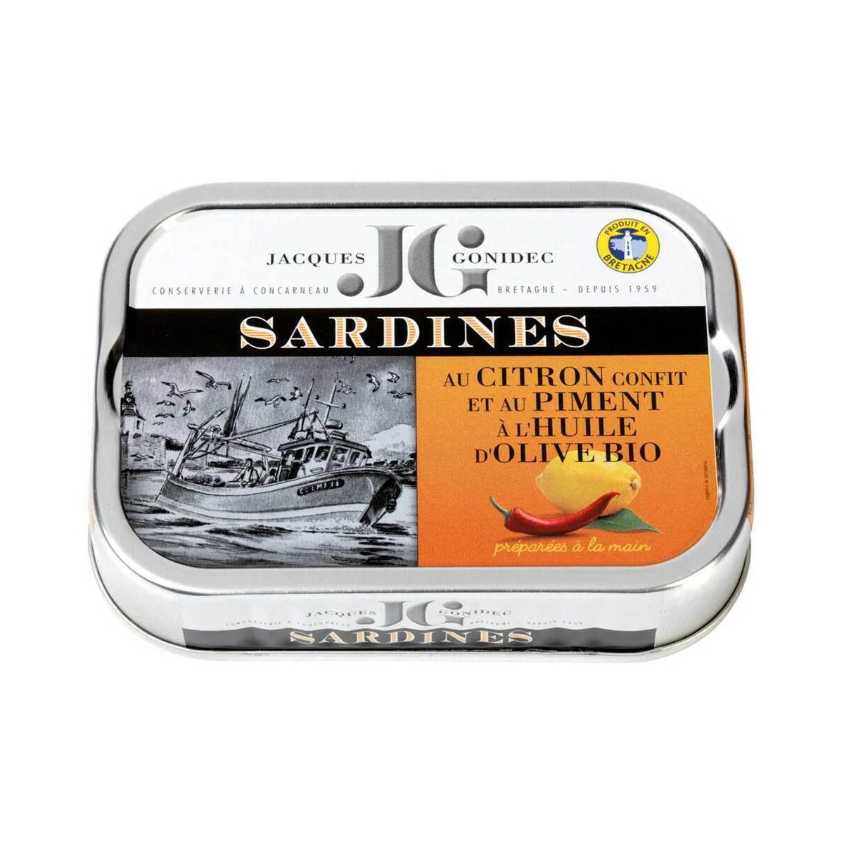 Sardines au citron confit et au piment à l'huile d'olive vierge extra - Gonidec