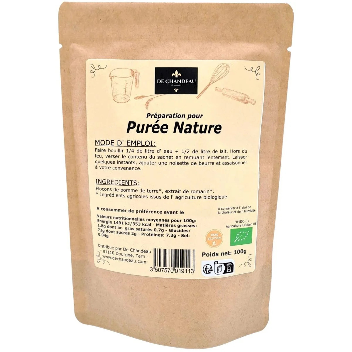 Préparation pour Purée Nature - BIO - De Chandeau