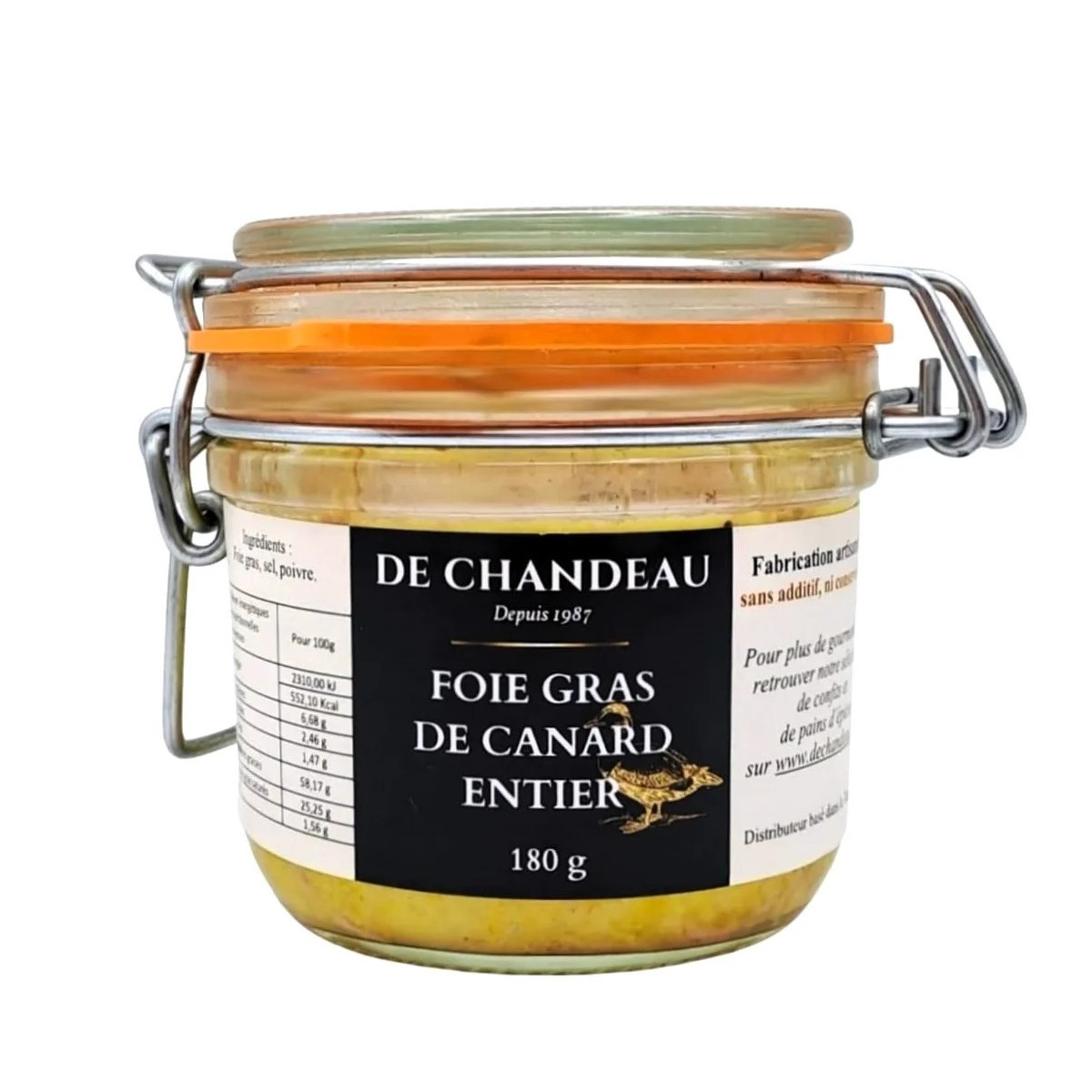 Foie gras de canard entier De Chandeau 180g – Produit artisanal du Sud-Ouest