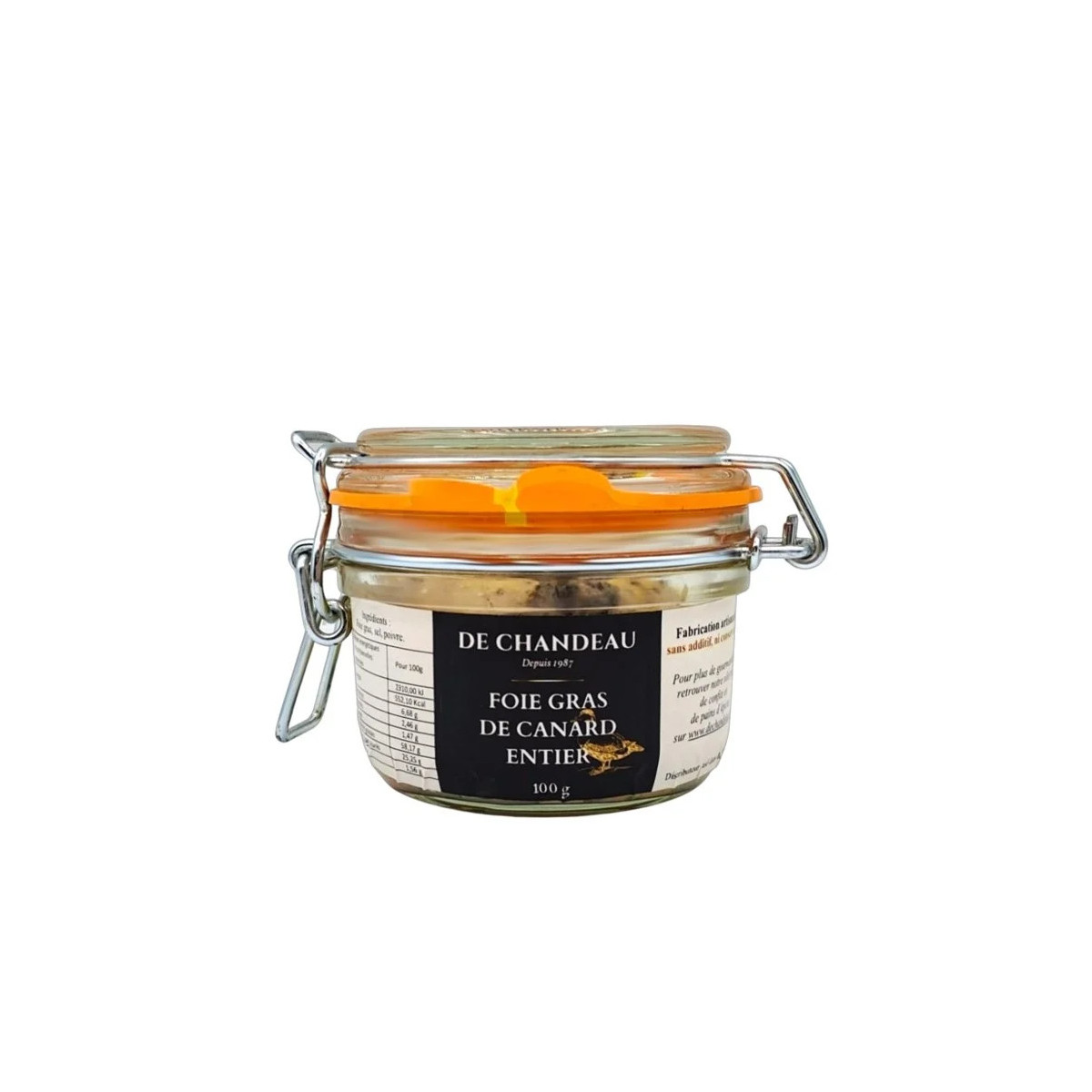 Foie gras de canard entier De Chandeau 100g – Produit artisanal du Sud-Ouest