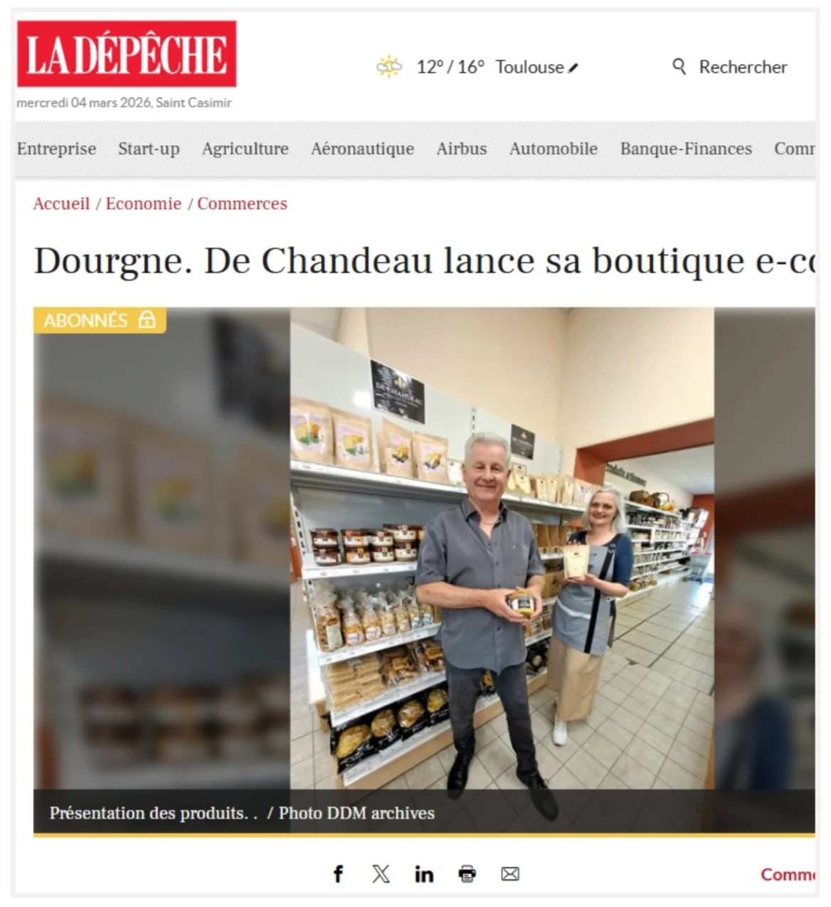 Article la dépêche De Chandeau