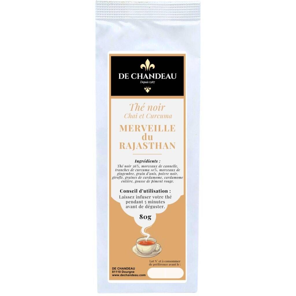 Thé noir Chai et Curcuma, "Merveille du Rajasthan" | De Chandeau